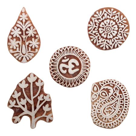 Set of 5 Piece New Mix Wooden Printing Blocks